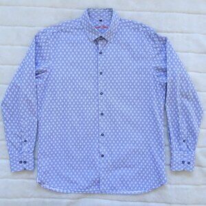 Visconti Black Men's Button Down Shirt Blue Large